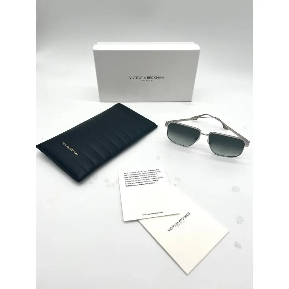 VICTORIA BECKHAM NEW Coin-Edge Navigator Sunglasses, Full Inclusion, Silver